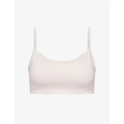 Sisterly Tribe Womens  Softsculpt Studio Logo-print Sports Bra In Neutral