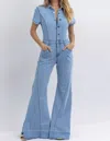 Sisters Amarillo Wide Leg Jumpsuit In Lightwash In Multi