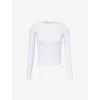 Sisters & Seekers Peep Slim-fit Stretch-cotton Top In Light Grey Marl