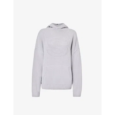 Sisters & Seekers Seekers Brand-embroidered Knitted Hoody In Light Grey