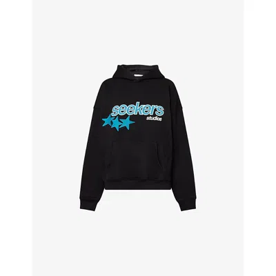 Sisters & Seekers Womens  Seekers Star-jump Embroidered Cotton-blend Hoody In Black