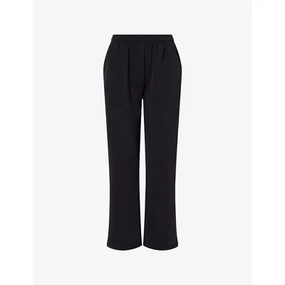 Sisters & Seekers Womens Black Wash Relaxed-fit Wide-leg Cotton-blend Jogging Bottoms