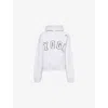 Sisters & Seekers Womens Grey Marl Fleece-patches Kangaroo-pocket Cotton-blend Hoody In Grey Marl