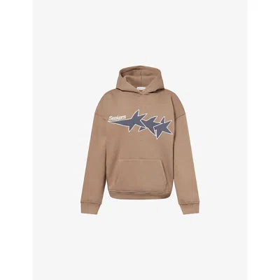 Sisters & Seekers Womens Mid Brown Star Embroidered Cotton-blend Hoodie