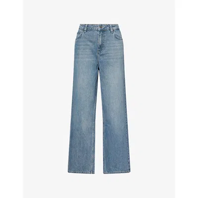 Sisters & Seekers Womens Mid Wash Blue Sally Straight-leg Denim Jeans