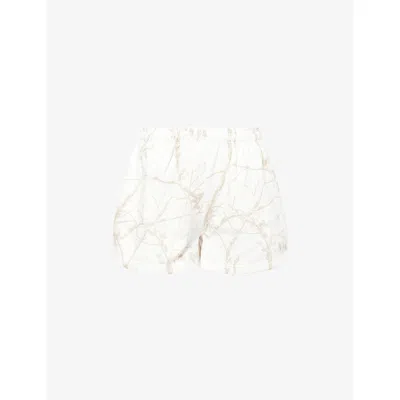 Sisters & Seekers Womens Milk Twiggy Printed Cotton-blend Shorts