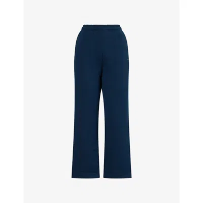 Sisters & Seekers Womens Navy Trademark Wide-leg Cotton-blend Jogging Bottoms In Blue