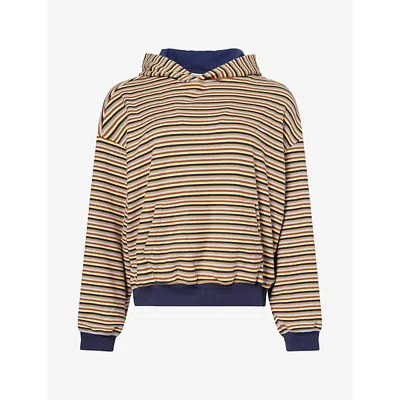 Sisters & Seekers Womens Navy Walker Striped Stretch-jersey Hoodie Xs