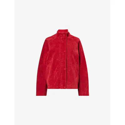 Sisters & Seekers Womens  Lady Long-sleeve Faux-suede Jacket In Red