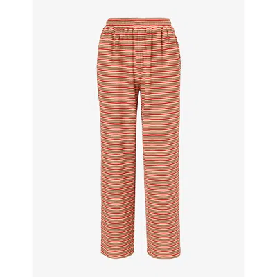 Sisters & Seekers Womens Red Walker Striped Stretch-jersey Jogging Bottoms