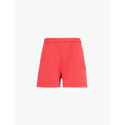 Sisters & Seekers Womens Red Drawstring-waistband Straight-leg Mid-rise Cotton-blend Shorts