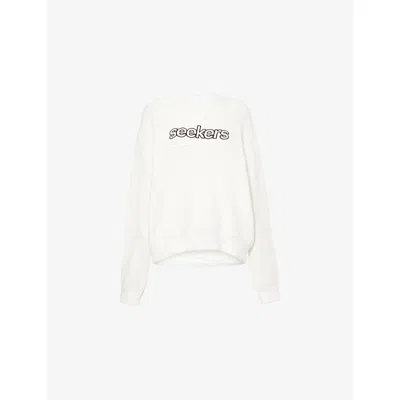 Sisters & Seekers Womens  Nonna Logo-embroidered Cotton-knit Jumper In White