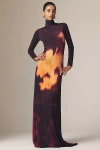 Sisters Nova Long-sleeve High-neck Maxi Dress In Multi