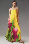 Sisters Peony Strapless Maxi Dress In Yellow