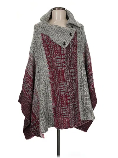 Pre-owned Sisters Poncho In Burgundy