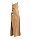 Siste's Gold Capsule Woman Maxi Dress Bronze Size M Polyester, Elastane In Yellow