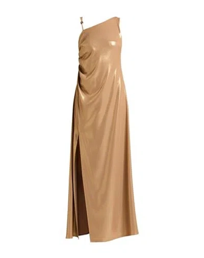 Siste's Gold Capsule Woman Maxi Dress Bronze Size M Polyester, Elastane In Yellow