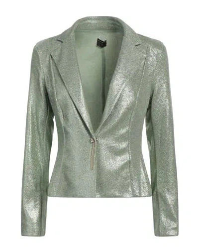 Siste's Woman Blazer Light Green Size L Nylon, Elastane, Metal