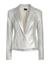 Siste's Woman Blazer Light Grey Size M Nylon, Elastane, Metal