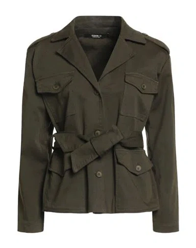 Siste's Woman Blazer Military Green Size S Cotton, Elastane