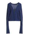 Siste's Woman Cardigan Blue Size M/l Acrylic, Nylon, Mohair Wool In Blue