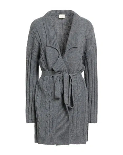 Siste's Woman Cardigan Charcoal Size S Acrylic, Viscose, Wool, Alpaca Wool