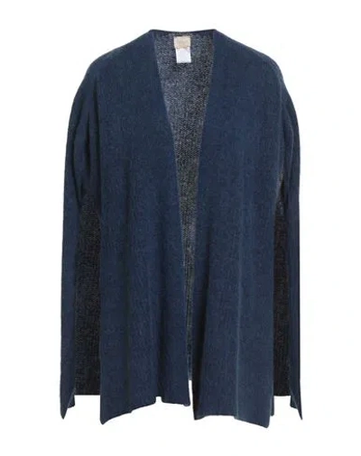 Siste's Woman Cardigan Navy Size L Polyamide, Alpaca Wool, Virgin Wool In Blue