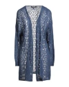 Siste's Woman Cardigan Navy Size M/l Polyamide, Alpaca Wool, Acrylic In Blue