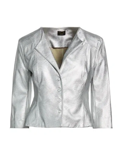 Siste's Woman Jacket Silver Size Xs Polyurethane, Viscose In Multi