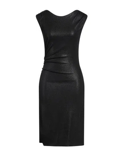 Siste's Woman Midi Dress Black Size L Nylon, Elastane, Metal