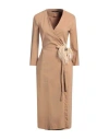 Siste's Woman Midi Dress Camel Size M Viscose, Nylon, Elastane In Beige
