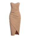Siste's Woman Midi Dress Camel Size L Viscose, Nylon, Elastane In Beige