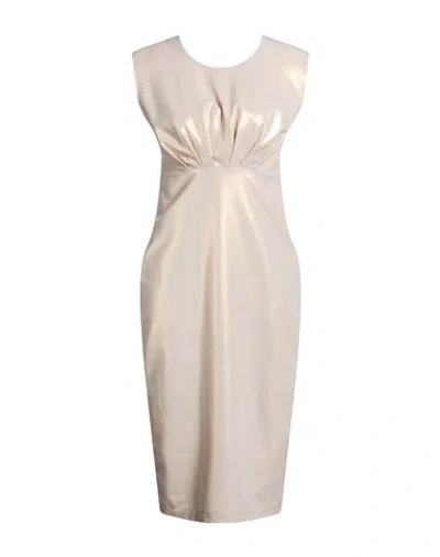 Siste's Woman Midi Dress Platinum Size S Polyester, Viscose, Elastane In Gold