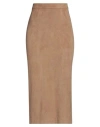 Siste's Woman Midi Skirt Camel Size L Polyester, Elastane In Beige