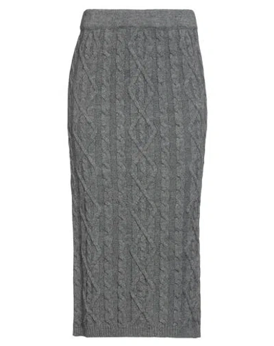Siste's Woman Midi Skirt Charcoal Size Xs Acrylic, Wool, Viscose, Alpaca Wool In Gray