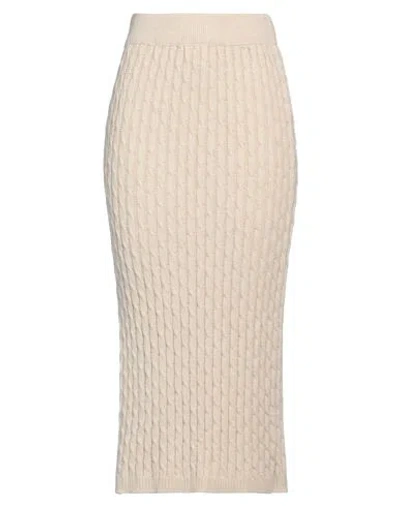Siste's Woman Midi Skirt Ivory Size M Acrylic, Wool, Viscose, Alpaca Wool In White