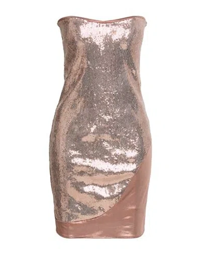 Siste's Woman Mini Dress Bronze Size M Polyester, Elastane In Brown