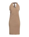 Siste's Woman Mini Dress Camel Size L Polyester, Elastane In Beige
