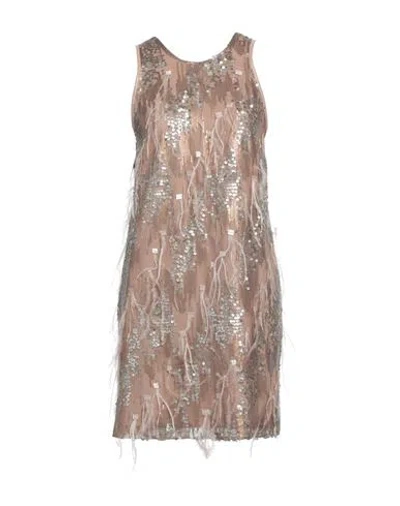 Siste's Woman Mini Dress Camel Size S Polyester, Elastane In Beige
