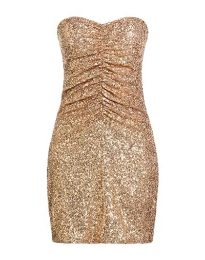 Siste's Woman Mini Dress Gold Size M Polyester, Elastane In Multi