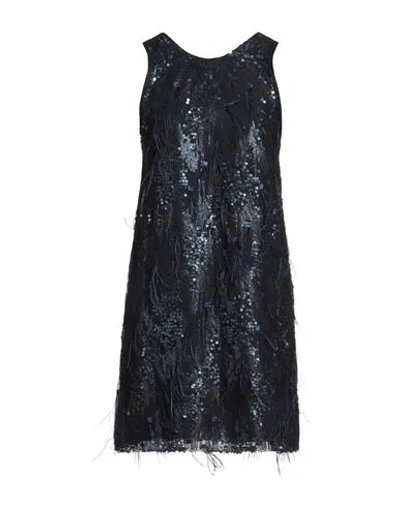Siste's Woman Mini Dress Navy Size L Polyester, Elastane
