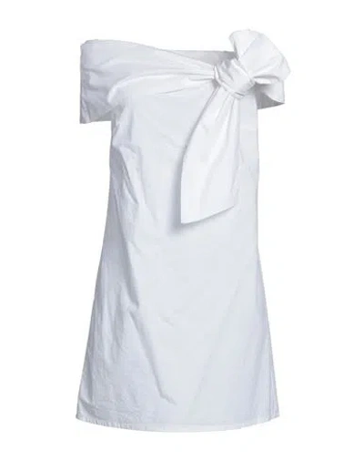 Siste's Woman Mini Dress White Size M Cotton, Elastane