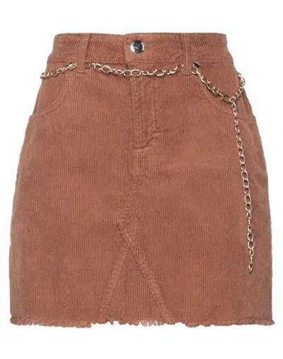 Siste's Woman Mini Skirt Camel Size 8 Cotton, Elastane In Beige