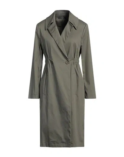 Siste's Woman Overcoat & Trench Coat Dark Green Size S Cotton, Elastane