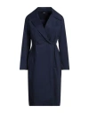 Siste's Woman Overcoat & Trench Coat Navy Size S Cotton, Elastane