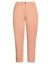 Siste's Woman Pants Apricot Size 8 Cotton, Elastane In Orange