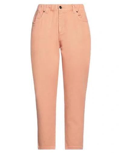 Siste's Woman Pants Apricot Size 8 Cotton, Elastane In Orange