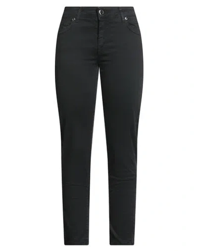 Siste's Woman Pants Black Size 12 Cotton, Elastane