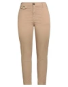 Siste's Woman Pants Camel Size 10 Cotton, Elastane In Brown