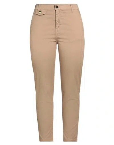 Siste's Woman Pants Camel Size 10 Cotton, Elastane In Sand